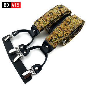 Tirantes de Alta Calidad, Bonitos, Suministro de Fábrica, Personalizados, de Tela Roja, Elásticos Verdes Coloridos, con Broches de Botón - Product Image 3