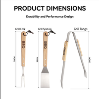 Pince alimentaire portable en acier inoxydable avec manche en bois de hêtre de qualité supérieure, idéale pour le camping, les pique-niques et les barbecues, avec conception anti-brûlure