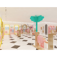 Estante de exhibición de tienda de ropa moderna para niños, decoración de diseño de tienda de ropa para niños