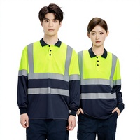 Polo de travail unisexe à manches longues, séchage rapide, avec bandes réfléchissantes, léger, respirant, en polyester, impression numérique
