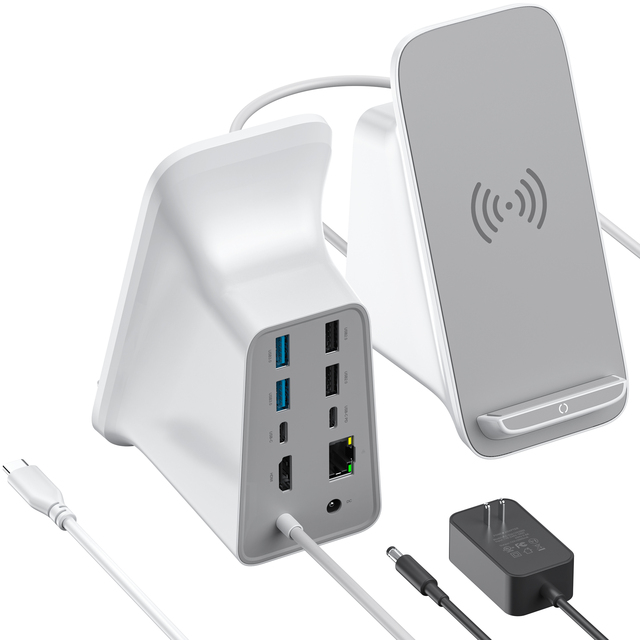 PULWTOP Customized 100W Pd Laptop Type C 4K Adapter USBC HUB Usb Hub Charging Docking Station With Wireless Charger