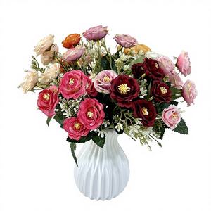 Bouquet Artificiale a 5 Rami con Rose Gialle a <span class=keywords><strong>Cuore</strong></span> di Riso, Realizzato a Mano, per Matrimoni, Fotografia e Decorazioni per la Casa - Product Image 1