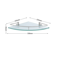 Étagères en verre d'angle d'hôtel de haute qualité articles sanitaires pratiques Triangle mur salle de bain articles de toilette support de rangement en acier inoxydable