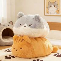 Adorable coussin en peluche chaton unisexe en polyester et coton PP, soutien lombaire pour le sommeil et les siestes au bureau