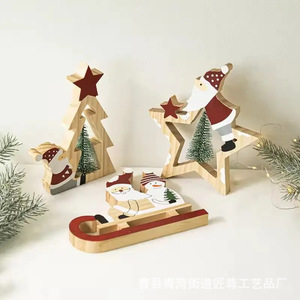 Ornements en bois, décorations créatives transfrontalières en bois en forme de bonhomme de neige pour Noël, décorations pour la maison. - Product Image 4