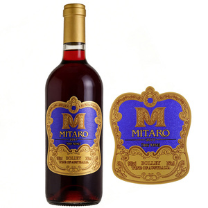 Bottle Label Printing Custom <b>Logo</b> Embossed Adhesive <b>Sticker</b> Roll Wine <b>Sticker</b> Texture Lustrous Gold Foil Stamping Glossy <b>Sticker</b> - Product Image 1