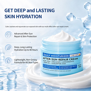 Crème réparatrice apaisante pour la peau après soleil, hydratante 24h, au collagène hydrolysé et à l'<span class=keywords><strong>aloe</strong></span> <span class=keywords><strong>vera</strong></span>, pour tous types de peaux, OEM. - Product Image 5