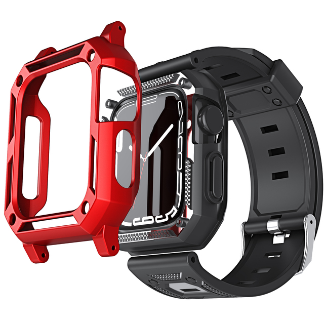 Sturdy High Quality armor Style Watch case with an Integrated Strap Compatible for IWatch Series