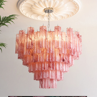 Lustre moderne en verre de Murano pour plafond haut, luminaire suspendu de luxe pour hall d'entrée américain, grand lustre décoratif pour escalier long