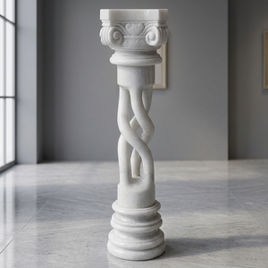 Pedestal de Pilar romano de piedra natural personalizable Patrón de columna único Decoración de boda con característica sólida hueca - Product Image 3