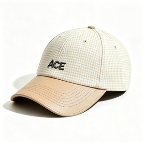 Gorra de Béisbol Unisex de Moda Vintage con Diseño de Pata de Gallo, Visera de Cuero PU y Logotipo Personalizado (OEM) - Product Image 4