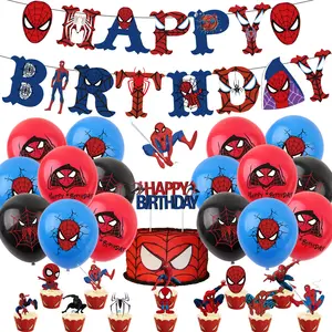 Jogo de balões tema Spiderman para festas de aniversário, material infantil com tema Marvel Superhero, material para festas