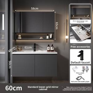 Nouvelle armoire de salle de bain murale minimaliste moderne en contreplaqué multicouche avec lavabo en céramique intégré - Product Image 6
