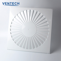 Diffuseur d'air carré à spirale pour CVC, confortable, à haut débit d'air, avec amortisseur thermolaqué, option boîte de plénitude, pour hall, cuisine, hôtel