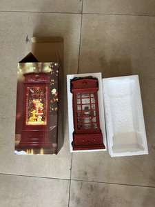 Regalos de Navidad Cabina telefónica de Papá Noel de tamaño mediano Adorno de lámpara de agua Linterna de viento decorativa de Navidad - Product Image 4