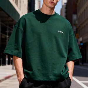 Camiseta de Diseño con Cuello Redondo, Corte Holgado, Personalizable con Logotipo, Estilo Baggy, Corta, de Algodón 100% de Alto Gramaje, Oversize para Hombre - Product Image 1