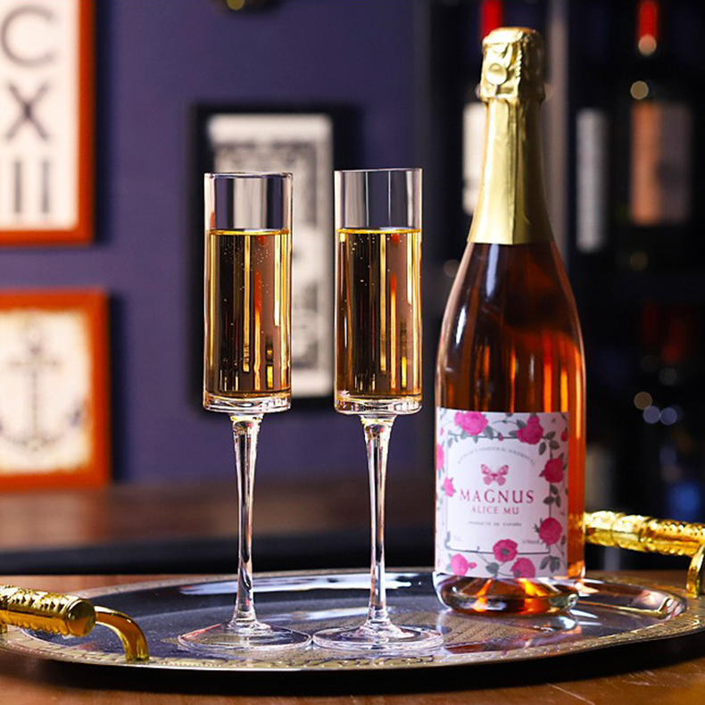 160ml 5.4oz Champagne Glasses Custom Available Clear Straight Crystal Flutes Glass Wedding gifts Japan KOREAN Wholesale goblet