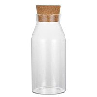 Pot en verre borosilicate de haute qualité avec couvercle en bambou, hermétique, pour le stockage des aliments secs, des céréales et des épices