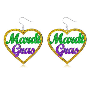 Pendientes Colgantes Personalizados de Acrílico Brillante y Madera, Cortados con Láser, Impresos con UV, Diseño de Corazón, Estilo Romántico para Mujer - Product Image 1