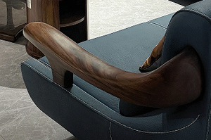 Letto Quadrato in Legno Massello di Wenge del Gabon con Pelle Genuina Spessa 2,2mm, <span class=keywords><strong>Arredamento</strong></span> di Lusso Durevole ed Ecologico per Soggiorno - Product Image 4