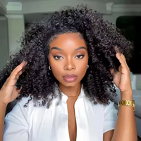 Demi-perruque bouclée crépue, densité 200%, cheveux Remy, perruques bouclées, 100% cheveux humains, sans laisser de traces, mise à niveau, sans colle, demi-perruques à clips pour femmes