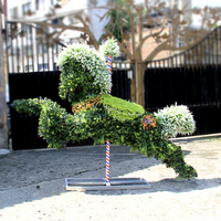 MY DINO DF-046 Modèle de simulation de parc d'attractions, cheval végétal grandeur nature vert pour la décoration