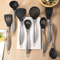 Ensemble d'Ustensiles de Cuisine en Silicone de Qualité Professionnelle, Écologique, avec Manche en Acier Inoxydable, Essentiel pour la Cuisine