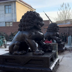 中国ライオン手作りモダンデザインブロンズフー犬屋外像 - Product Image 3