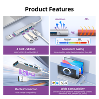 Hub USB 3.0 Multiposte Multifonctionnel 4-en-1 Station d'Accueil Convertisseur pour iPad Ordinateurs Portables Appareils Mobiles Disques Durs – Pour l'Accès aux Données