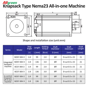 Motor paso a paso integrado Nema23 de 2 fases, 36V 3/4A 2/3N.m, con controlador de bucle abierto para máquina automatizada - Product Image 5