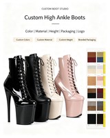 Bottes de danse pole dance en PU/PVC brillant mat, talon épais de 20 cm, plateforme épaisse, lacets, imperméables, antidérapantes, pour la scène