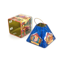 Bocaux à biscuits recyclables en fer blanc emballage de qualité alimentaire en métal boîtes de conserve de bonbons scellées boîtes de chocolat en forme de maison