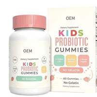 Gummies Probiotiques pour Enfants 2,5 Milliards de UFC Bacillus Subtilis Sans Gélatine 60 Comprimés (2 Mois de Consommation) Supplément OEM Fabriqué en Chine Séché et Frais