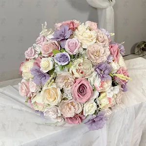 Janji 2022 Produk Baru Perlengkapan Pernikahan Dekorasi Pernikahan Meja Tengah Meja Sutra Bunga Mawar Bola Bunga Buatan