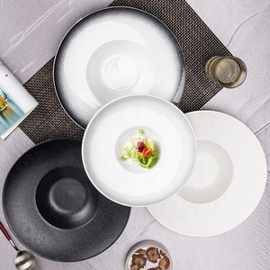 Piatti da Ristorante in Porcellana Ecologica da 11 Pollici, MOQ 1, Piatto da Zuppa Bianco e Nero, Stoviglie Moderne, Piatto per Spaghetti - Product Image 2