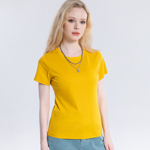 Camisetas de Verano 100% Algodón Mercerizado, Color Sólido, Manga Corta, Cuello Redondo, Corte Ajustado, Personalizables con Logotipo, Camisetas con Cuello en V para Mujer - Product Image 2