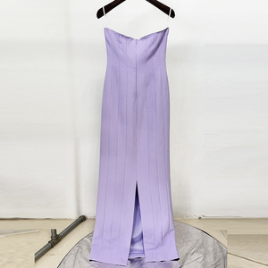 Low Moq Women Custom Clothing Elegant Lavender Strapless Designer <strong>Dresses</strong> Purple Party <strong>Dress</strong> Evening Gown With Beaded <strong>Fringe</strong> - Product Image 3