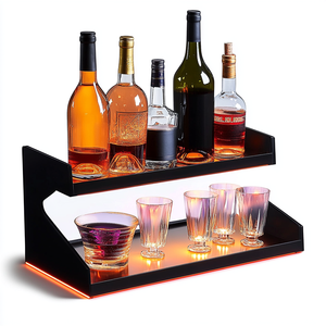 Fábrica al por mayor 2 niveles LED Iluminado Botella de licor Acrílico Whisky Rack Stand solo para exhibición - Product Image 2