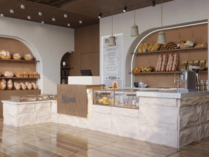 Comptoir de bar en bois LED personnalisé, vitrine à desserts moderne, aménagement intérieur de café - Product Image 6