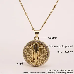 Gargantilla religiosa de Zirconia cúbica, collar con colgante de ojo de <span class=keywords><strong>diablo</strong></span>/elefante/caballo/luna, joyería para mujer, cadena de clavícula chapada en oro de 18 quilates - Product Image 6