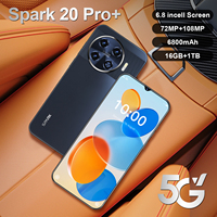 Téléphone mobile Android Spark20 Pro+ 6,8 pouces 4K 120Hz OLED 16 Go 1 To, directement de l'usine, avec charge rapide 65W, appareil photo 108MP, compatible espagnol/LTE anglais 5G
