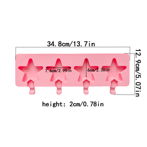 Khuôn làm kem Silicone khuôn làm kem hình ngôi sao năm cánh Khuôn làm bánh kem sô cô la kem que 4 lỗ khay làm đá viên - Product Image 3