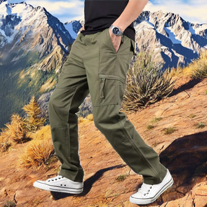 กางเกงคาร์โก้ผู้ชายทรงตรงเอวกลางผ้าฝ้ายเนื้อนุ่มแบบสบายๆ มีซิปหน้า กระเป๋าหลายช่อง เหมาะสำหรับออกกำลังกาย ปี 2025 - Product Image 2