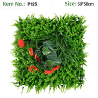 Panneau mural végétal artificiel 50x50cm, haie de buis, fougère, anthurium, fleurs verticales pour aménagement paysager extérieur et intérieur