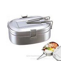 Yolecen Récipient alimentaire de conservation simple/double couche Non magnétique en acier inoxydable épaissi 430/201 boîte carrée pour les étudiants