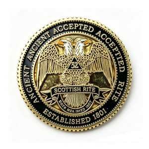 Moneda Conmemorativa de Aleación de Zinc con Impresión UV y Esmalte, Diseño de Águila de Dos Cabezas del Rito Escocés, Regalo para Navidad y el Día de la Madre - Product Image 1