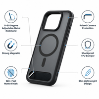 Étui de téléphone en TPU mat avec support magnétique anti-traces de doigts, design moderne et droit, pour iPhone 18 Pro Max