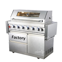 Barbecue fumoir à kebab commercial moderne en acier inoxydable, portable, au charbon et au gaz, robuste, avec allumage piézoélectrique et oxygène