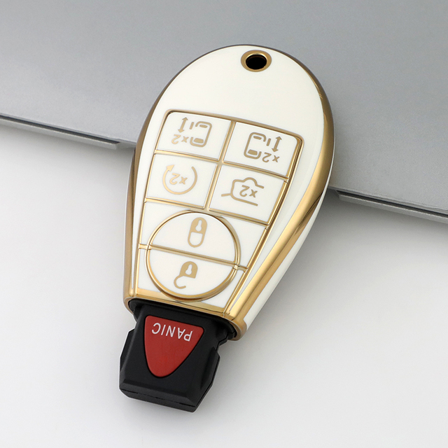 TPU Premium Soft Car Key Case Cover Shell for Jeep Dodge Journey RAM Chrysler 300 Rings Keychain Bag Accessories Factory