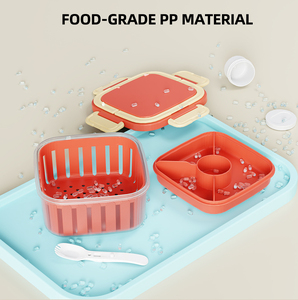 Bencircle B279 1350ml <b>Square</b> PP Plastic Salad Cup with Built-in Double-Layer Filter - Product Image 6